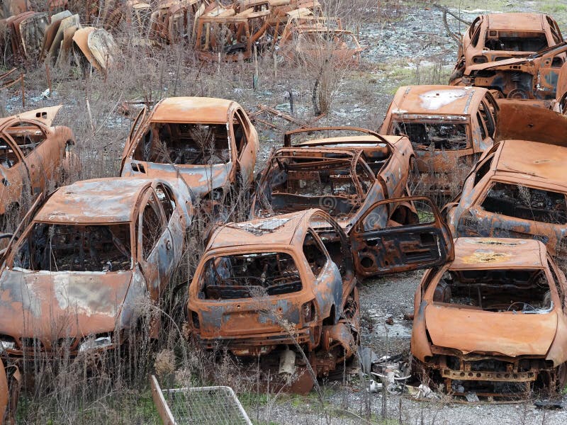 Junkyard Old Rusted Car Field Stock Photo Image of junk, crash 242434046