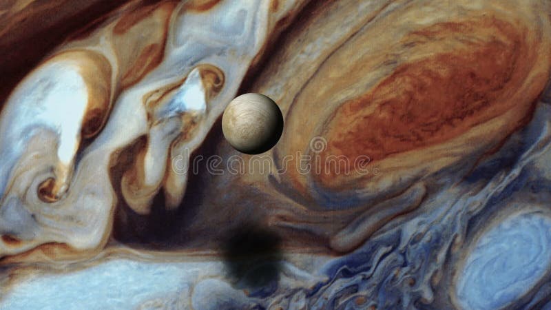Jupiter and moon europa vector illustration