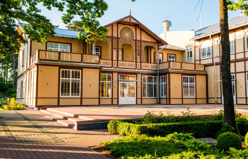 Jurmala house made of wood stock image. Image of street 75428443