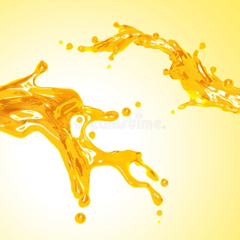 Jus d'orange of olie dynamische plons vector illustratie Jus d'orange of olie dynamische plons vector illustratie