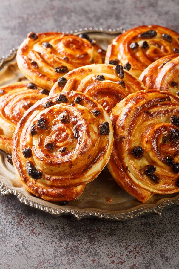 Just Baked Pain Aux Raisins Buns are Also Called Escargot or Pain Russe ...