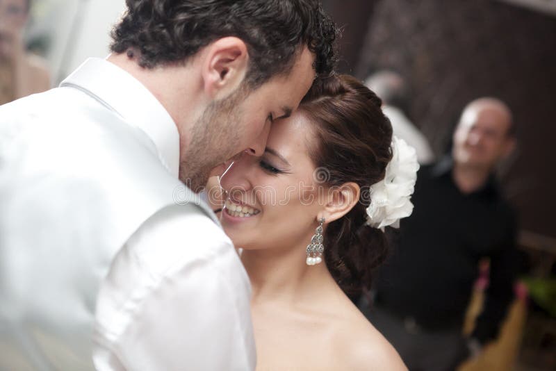 Just married couple dancing