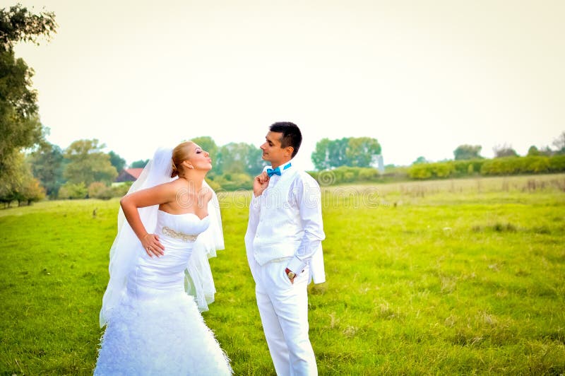 A Just Married Couple, In The Nature Stock Photo - Image of gardens