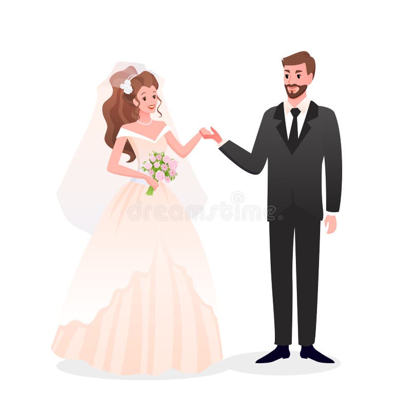 cute bride and groom cartoon clipart party