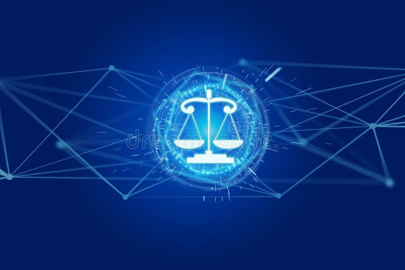Justice balance icon on a futuristic interface stock illustration