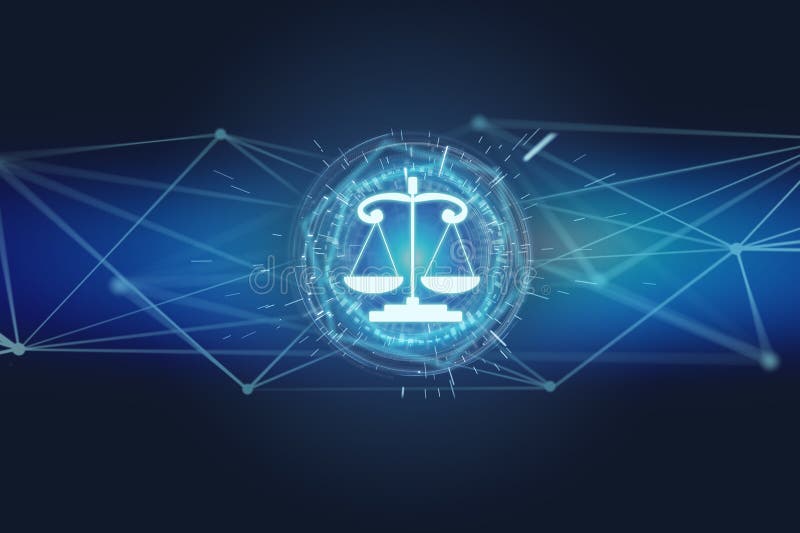 Justice balance icon on a futuristic interface stock illustration