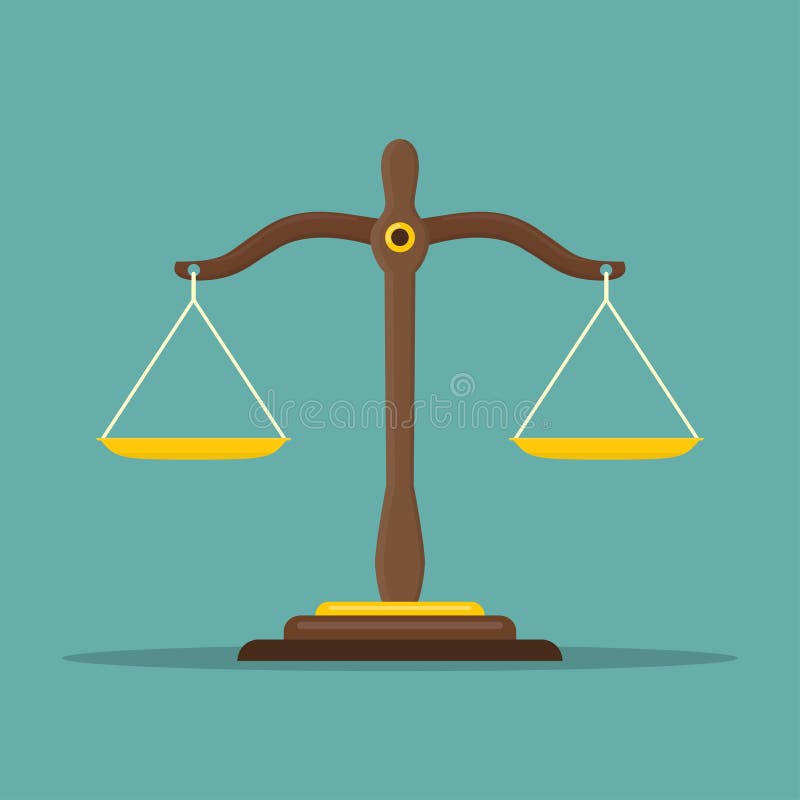 Justice scales icon. Law balance symbol. Libra in flat design. Vector illustration. stock illustration Justice scales icon. Law balance symbol. Libra in flat design. Vector illustration. stock illustration
