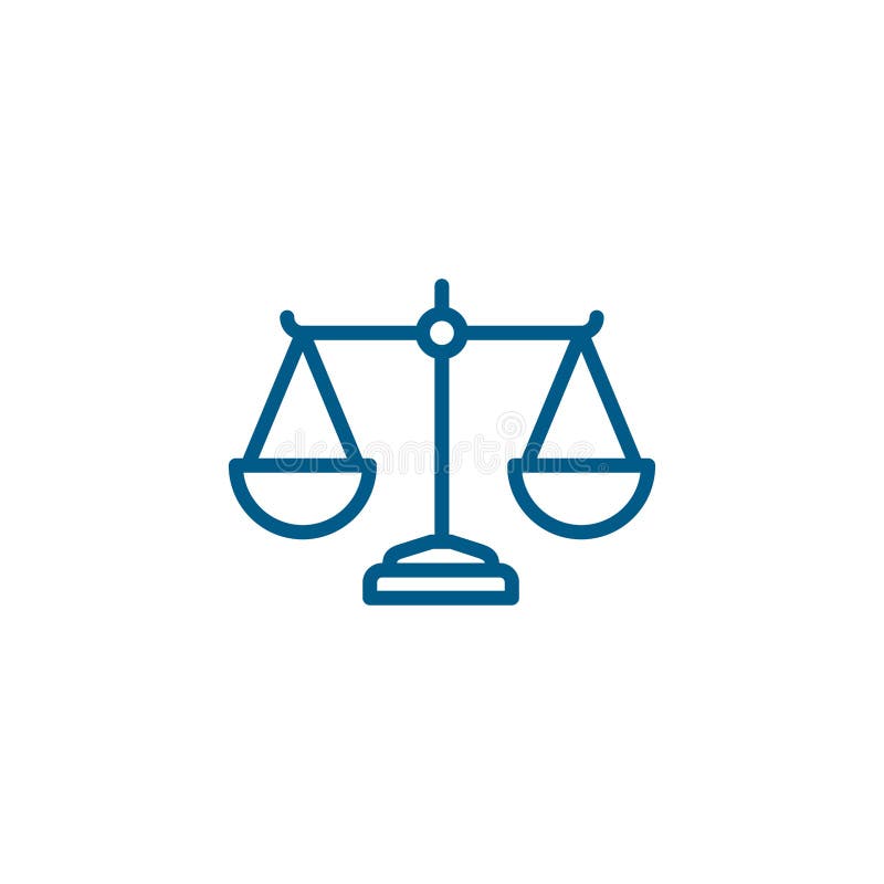 Justice Scales Icon On Blue Background. Blue Flat Style Vector
