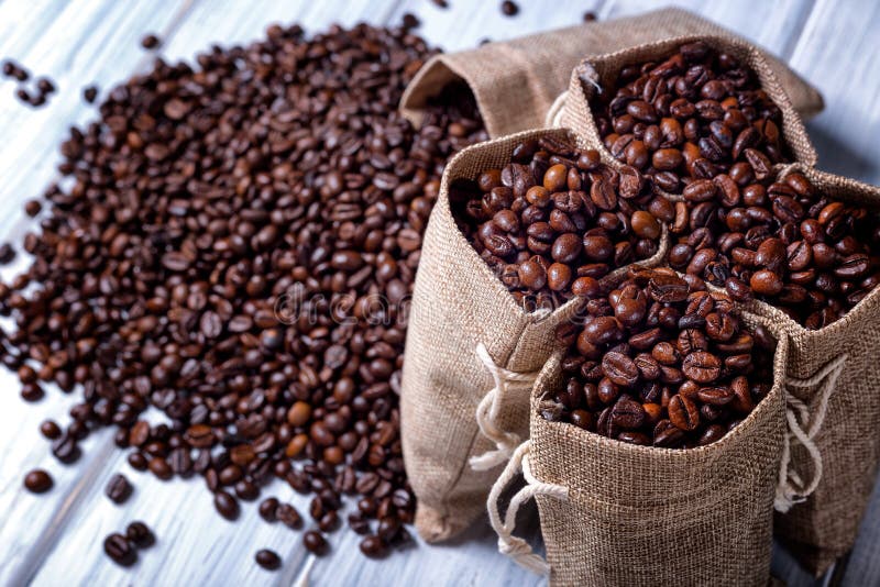 101 Jute Bags Filled Coffee Beans Stock Photos Free & RoyaltyFree