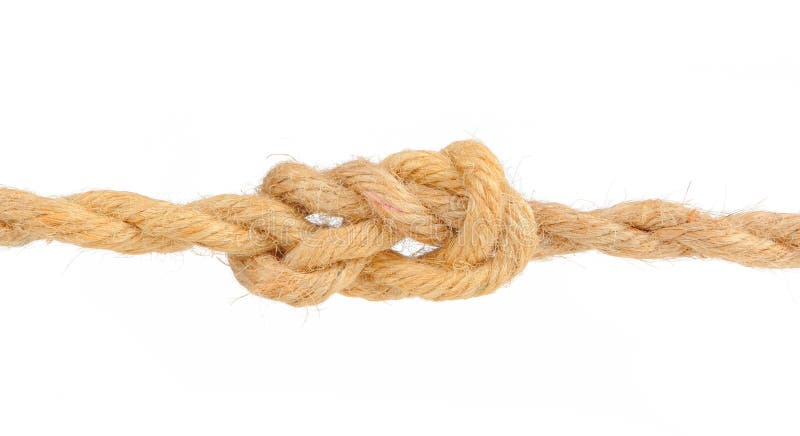 Jutekabel met knoop cijfer-acht op witte Achtergrond royalty-vrije stock afbeeldingen Jutekabel met knoop cijfer-acht op witte Achtergrond royalty-vrije stock afbeeldingen