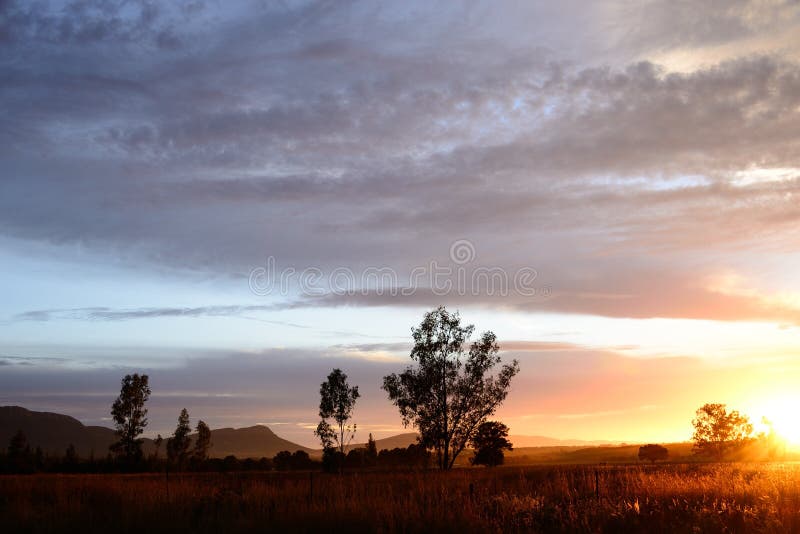 Sun Flare At Dawn In Magaliesberg Mountains South Africa. Sun Flare At Dawn In Magaliesberg Mountains South Africa