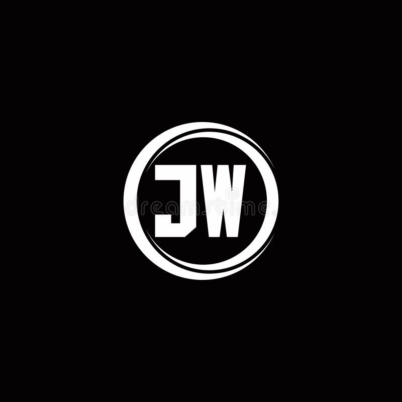 JW Logo Initial Letter Monogram with Circle Slice Rounded Design ...