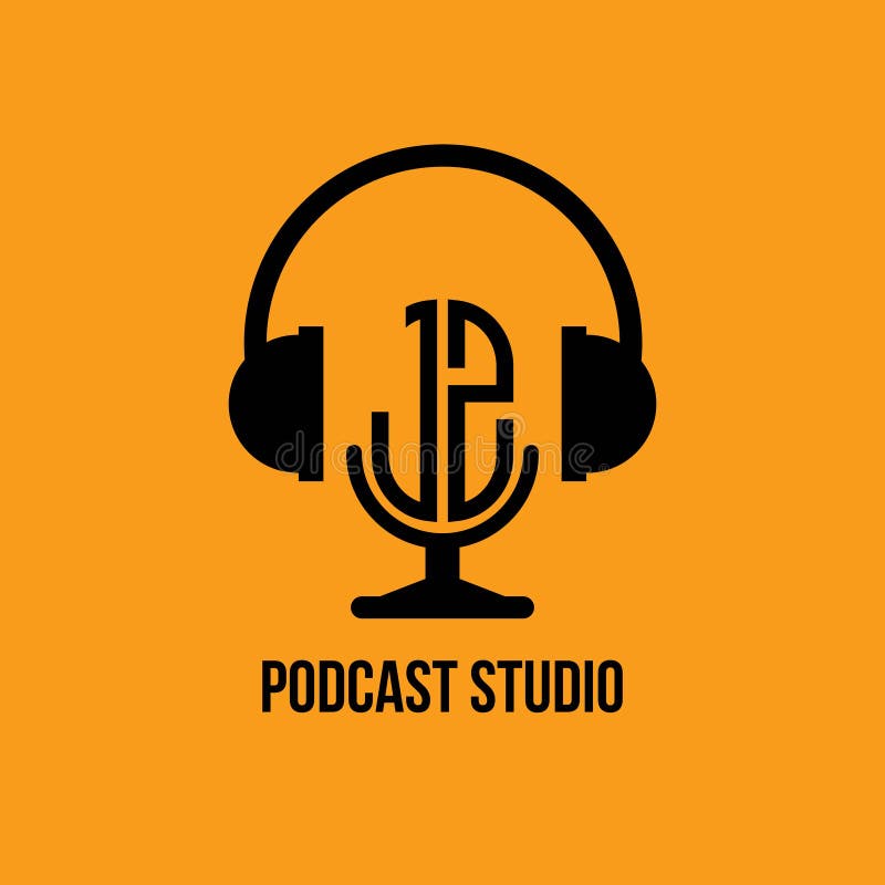 Jz - monogram hoofdtelefoon en microfoonstijl royalty-vrije illustratie