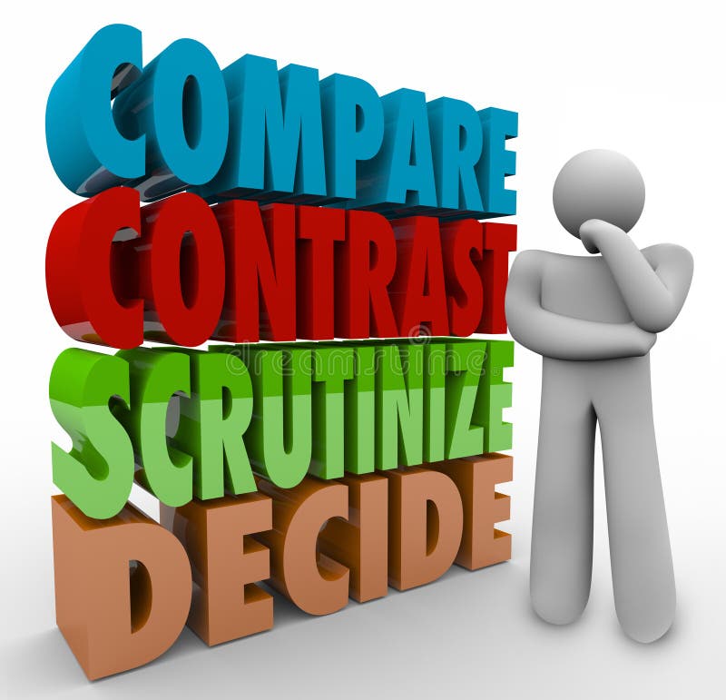 Jämför kontrast undersöker mycket noggrant avgör tänkande Person Choose Select