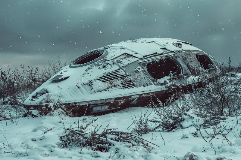 Järnoval ufo saucer som hovrar över vackert landskap i djup dramatisk himmelsfärisk abstrakt levande sammansättning består av royaltyfri fotografi