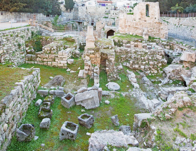 Jérusalem Les Ruines De La Piscine De Bethesda Image stock Image du