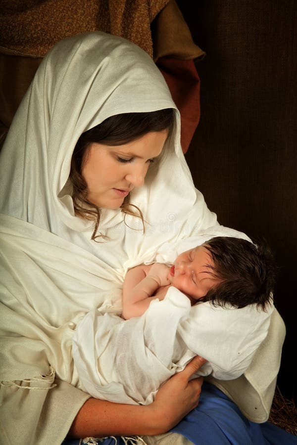 Living christmas nativity scene reenacted with a real 18 days old baby. Living christmas nativity scene reenacted with a real 18 days old baby