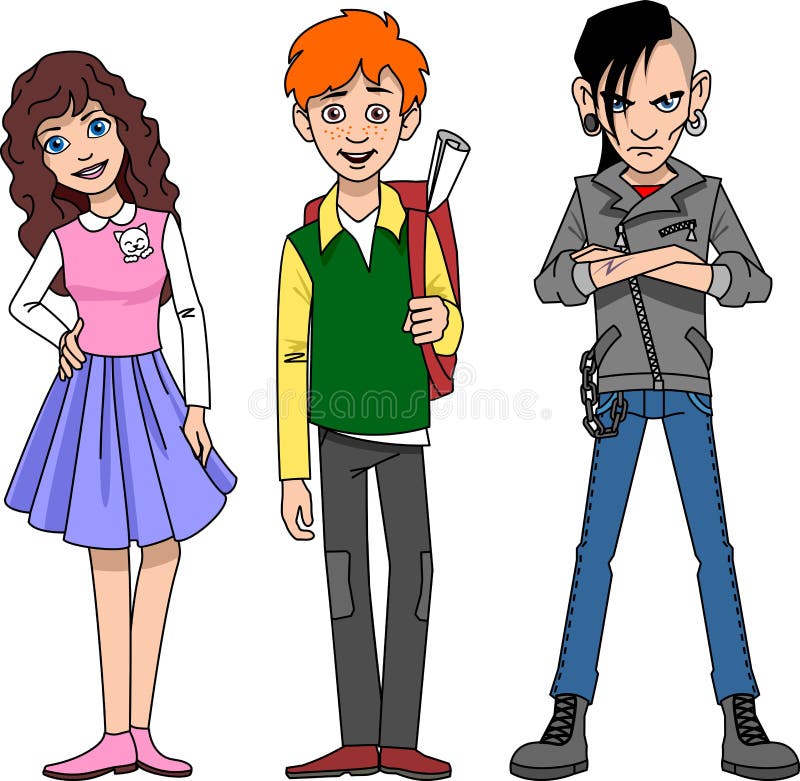 Jóvenes de caricaturas grupales. ilustración vectorial de adolescentes. libre illustration