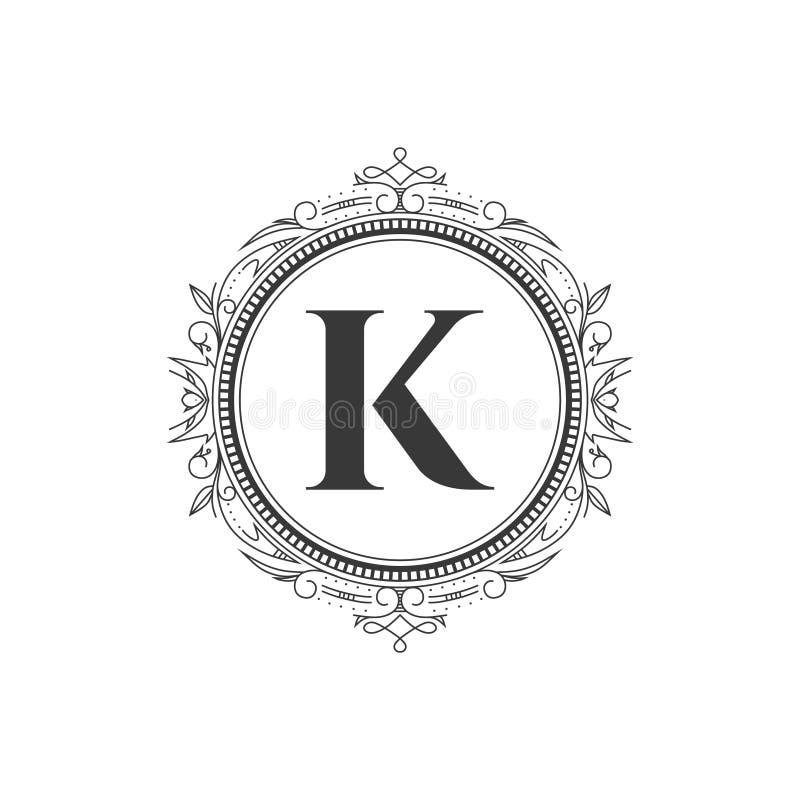K标注姓名起首字母组合图案信件与豪华装饰品的商标模板库存例证 插画包括有白金 迷人 动态 国王 117898411