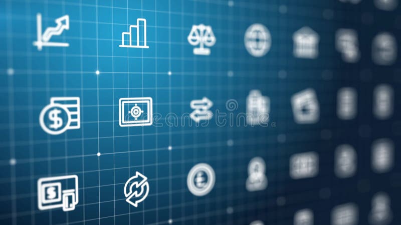 4K Abstract 3d animation. Digital bank, business tech background. Swipe in cyberspace grid. Futuristic interface royalty free illustration