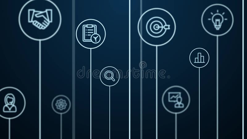 4k abstrakte Animation. Hintergrund der Strategie für den digitalen Markt. Fahrrinne durch Linienkreise lizenzfreie abbildung