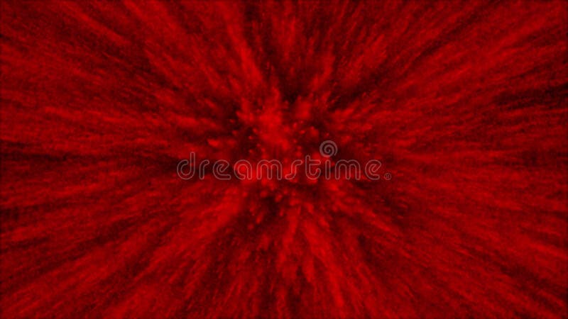 Animation of 3D red particles on black background , Dust explosion and Close up view