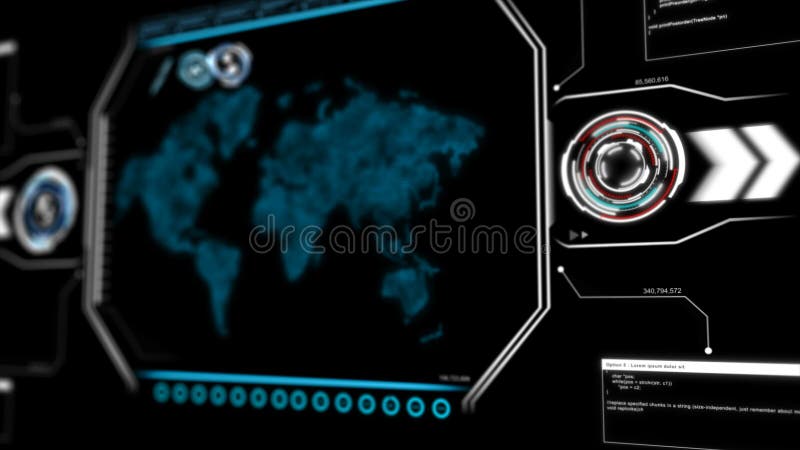 4K animaci mapa z ładowniczym odsetka pi elementem na ciemnym abstrakcjonistycznym tle dla futurystycznego technologii pojęcia