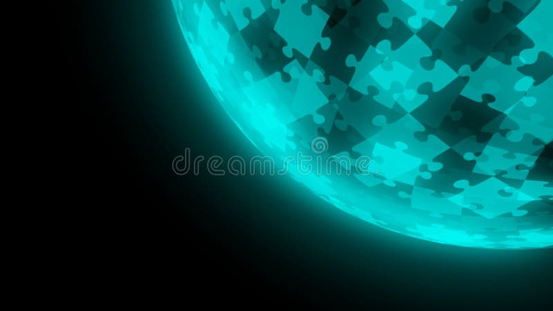 4K animation looping Jigsaw puzzle globe pattern blue green color illustration vector illustration