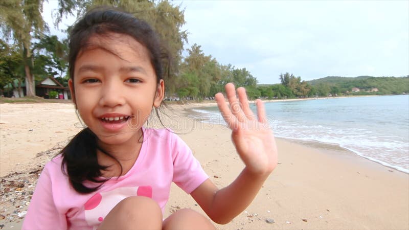 4K Asian Little Girl Playing on the Beach with Evening Ambient Light and Sound Stock Video - Video of amazing, asian: 106353103