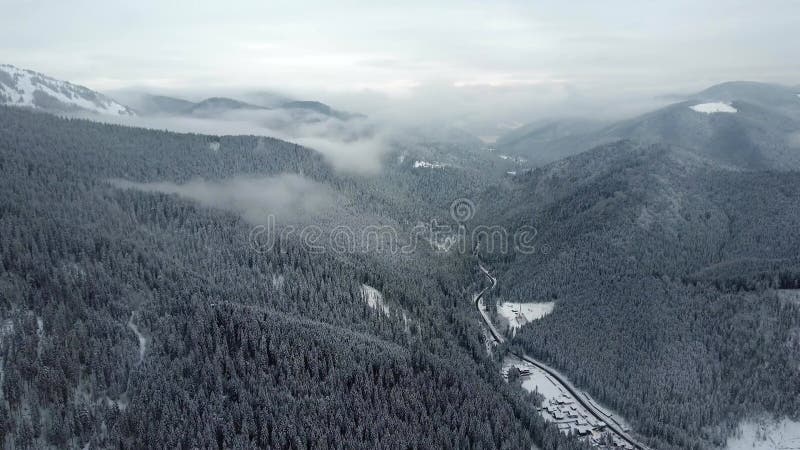 4k aérienne photo de beau hiver dans les montagnes carpates paysage. clips vidéos