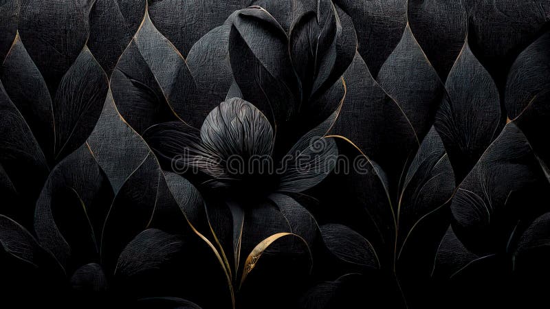 Black and Gold, Luxury Background, Floral Shapes, Black Silk Texture with  Golden Motifs, 4k Abstract Luxurious Design, 3D Ren Stock Illustration -  Illustration of circle, pattern: 253195916