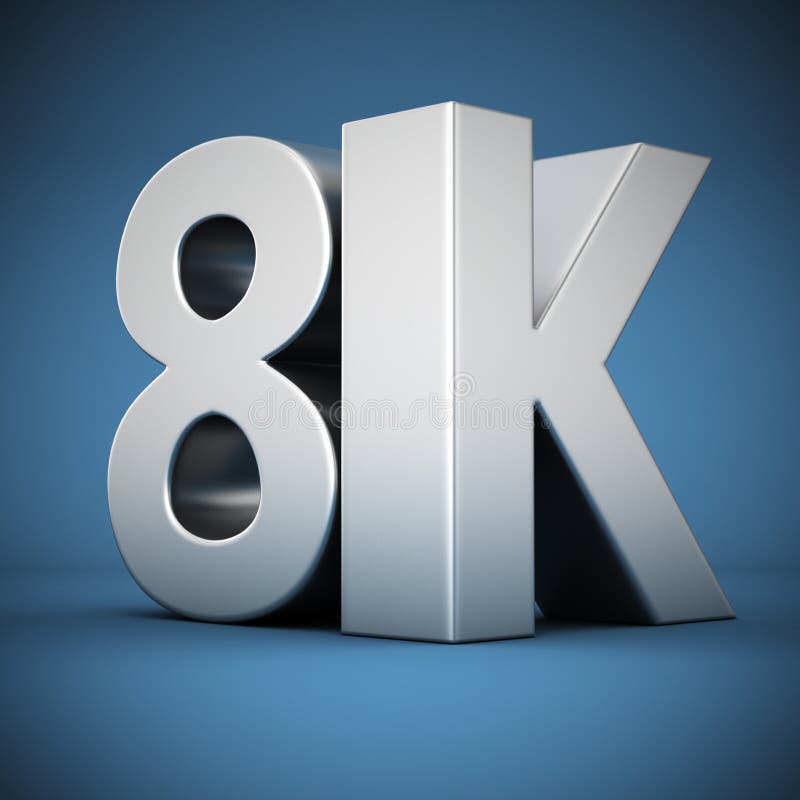 8K on blue stock illustration
