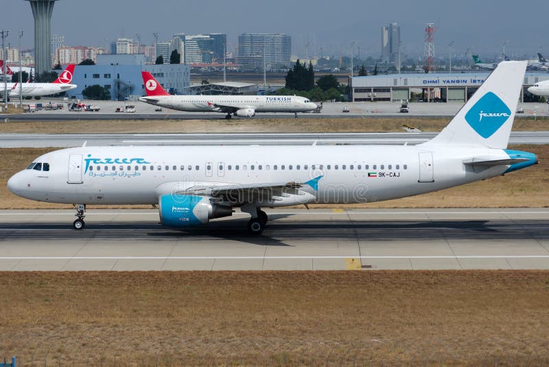 9k-CAJ Jazeera Airways, Luchtbus A320-214 stock afbeelding 9k-CAJ Jazeera Airways, Luchtbus A320-214 stock afbeelding