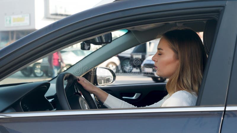 Sexy Asian women sitting in car , Girl wearing White Shirt video