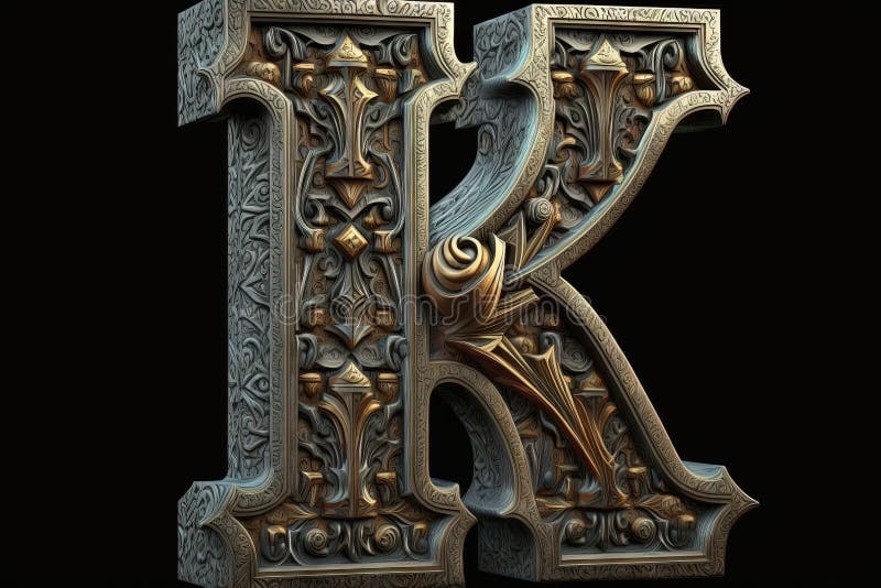 K 3d Medieval Letter Medieval Style Alphabet Collection Letter ...