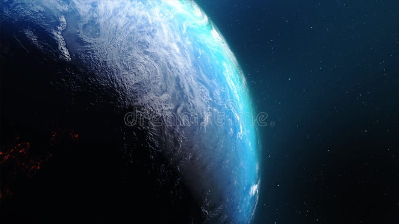 3D Rendering Globe Spinning and Orbit in the Universe with Lighting