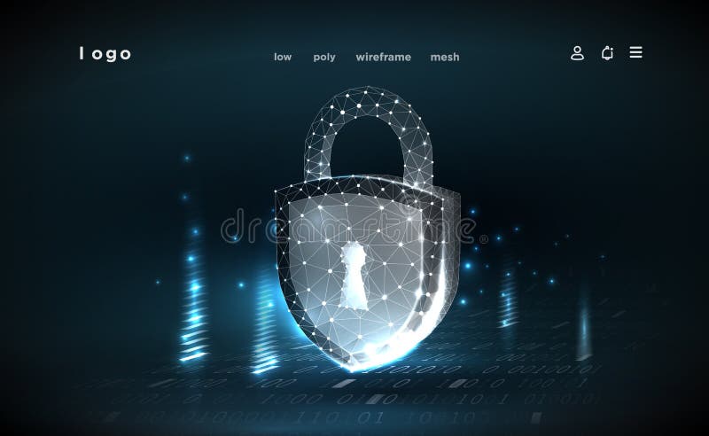 k?dziorek Poligonalny wireframe Cyber ochrony poj?cie, cyber bezpieczeństwo danych lub informacji prywatność Abstrakcjonistyczna ilustracji k?dziorek Poligonalny wireframe Cyber ochrony poj?cie, cyber bezpieczeństwo danych lub informacji prywatność Abstrakcjonistyczna ilustracji