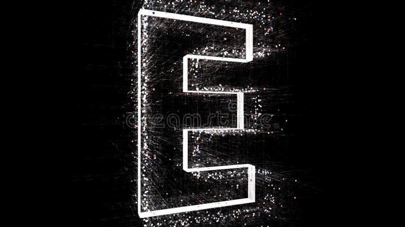 4 k e-bokstaven alfabet ordmatris binär datorkodtext design för partikel. royaltyfri illustrationer