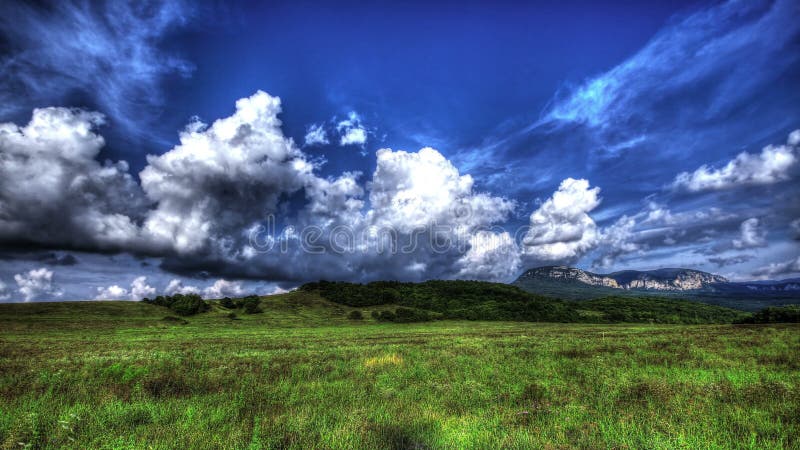 4k. HDR Time Lapse. Crimean Nature Landscape With Clouds