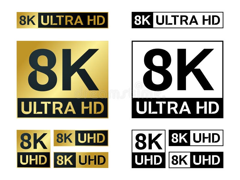 8k Ikone ultra Hd Vektor 8KUHD Fernsehsymbol der hoher Auflösung