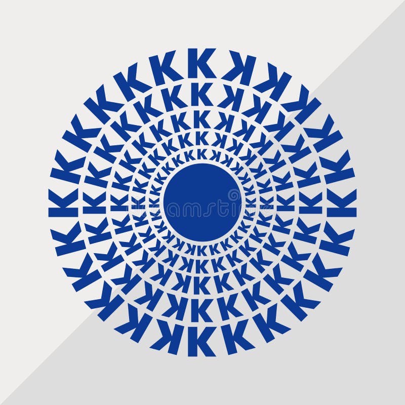 K letter patterns conceptual mandala vector illustration. K text textures mandala design royalty free illustration