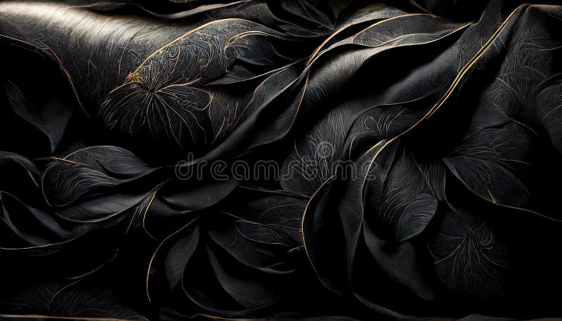 Black and Gold, Luxury Background, Floral Shapes, Black Silk Texture with  Golden Motifs, 4k Abstract Luxurious Design, 3D Ren Stock Illustration -  Illustration of circle, pattern: 253195916