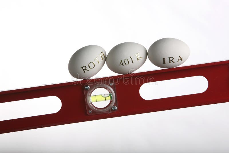 Keeping your retirement nest egg plan level. 401k nest egg on level, representing keeping your financial planning on target stock images