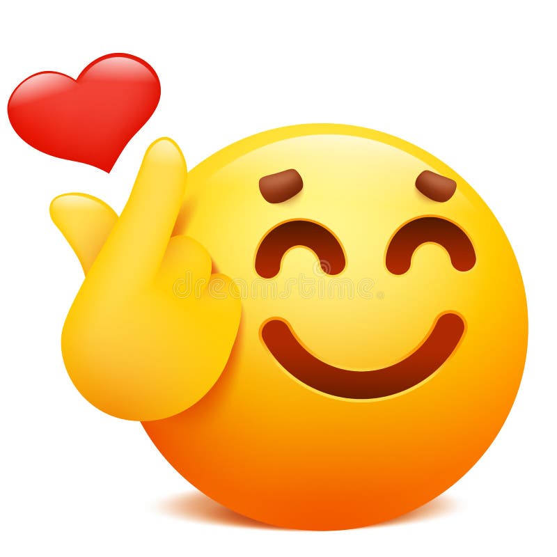 K-Pop-gebaar, Handsymbool Koreaans Teken Yellow Emoji Cartoon Stock