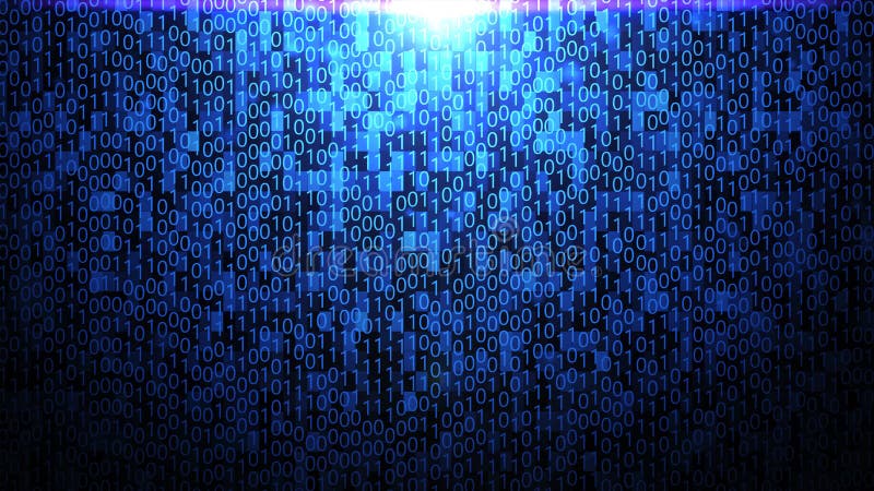 8k Random Binary Code Abstract Background In Blue Color Theme With