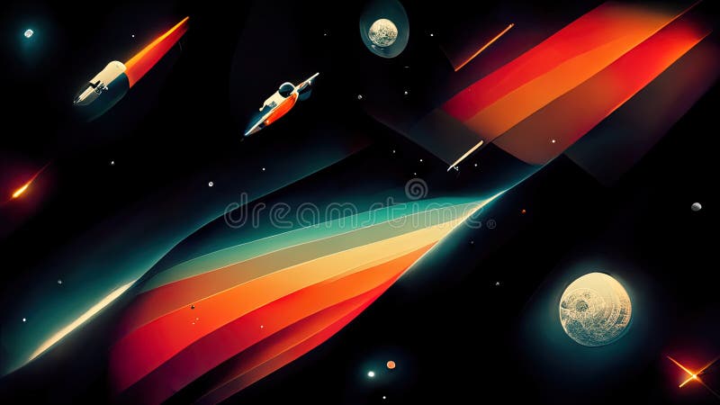 Retro Futuristic, Space Wallpaper. 4K Vintage Background, Colorful Vintage  Abstract Galaxy Illustration. Stock Illustration - Illustration of color,  moon: 253195605
