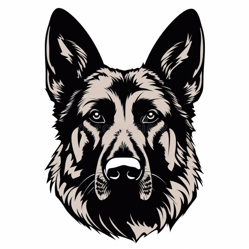 4k Stencil Art: Vector Of German Shepherd Head vector illustration