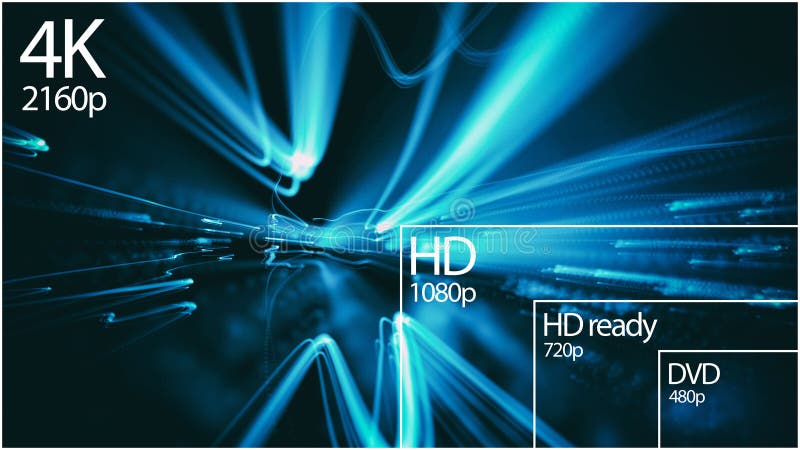 4K Television Resolution Display with Comparison of Resolutions. 3D ...