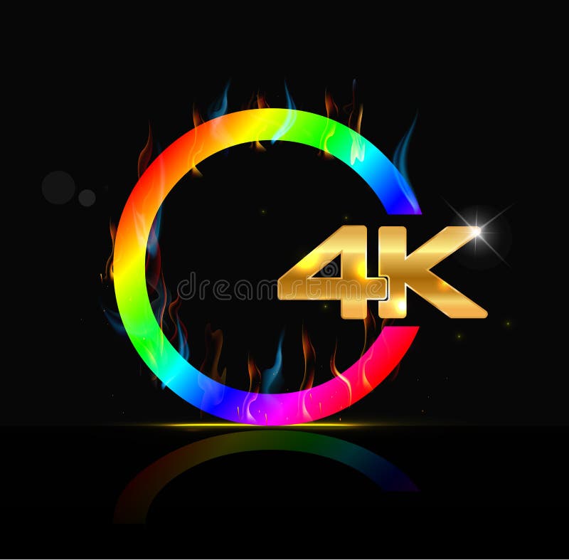 4K Ultra HD Sign Isolated on Black Background Stock Vector - Illustration  of label, gold: 52863410