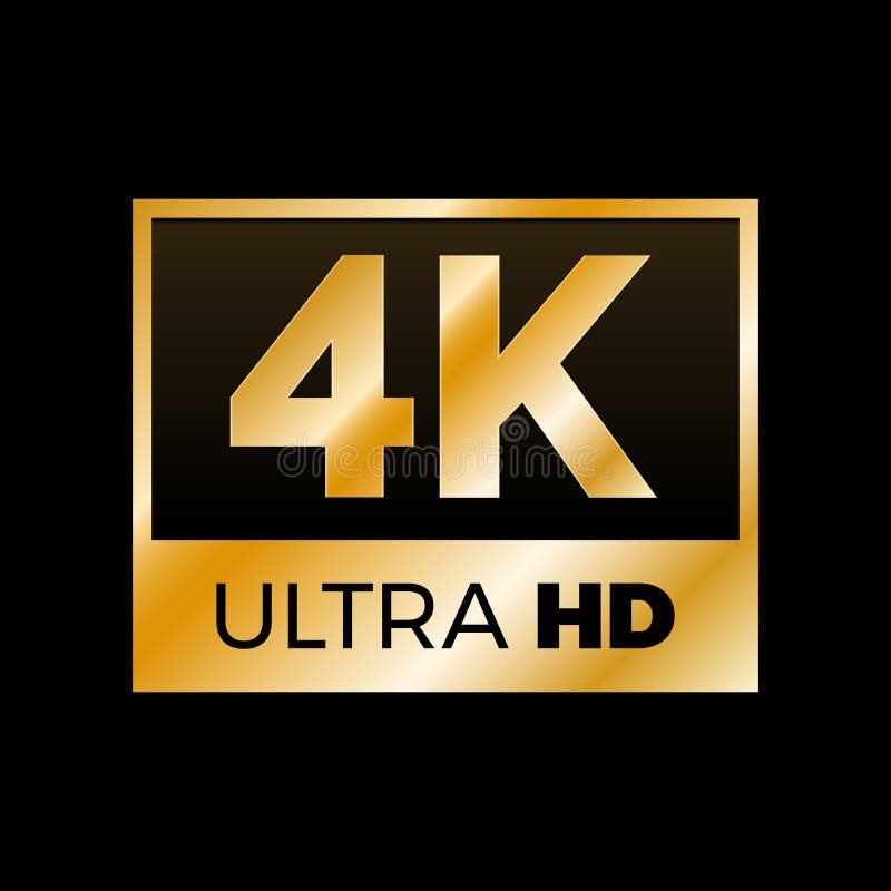 Golden 4K symbol stock illustration. Illustration of monitor - 45375940